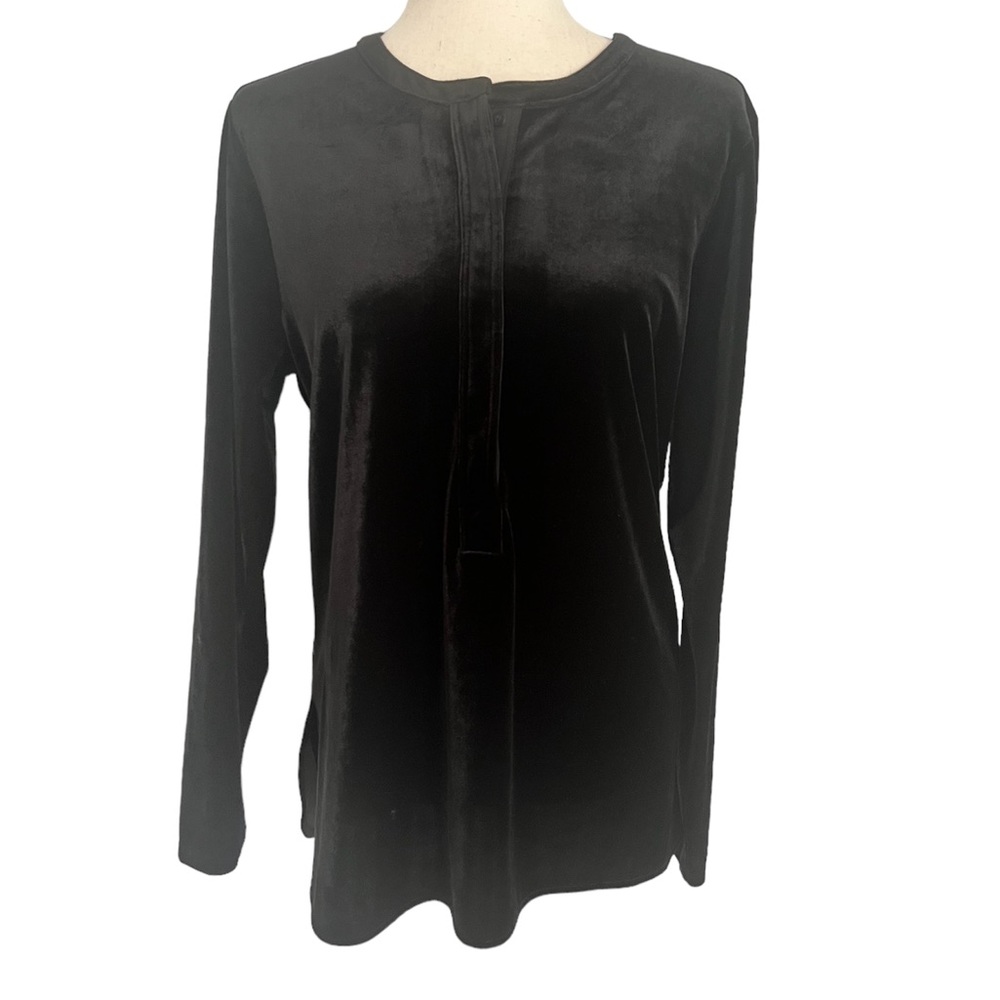 Lauren Ralph Lauren Velvet Like Long Sleeve half‎ Button up Blouse LP